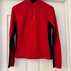 100% cotton Red and Black Quarter-Zip Sweater dkny S M